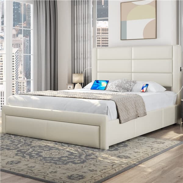 Yaheetech King Bed Frame with 2 Storage Drawers