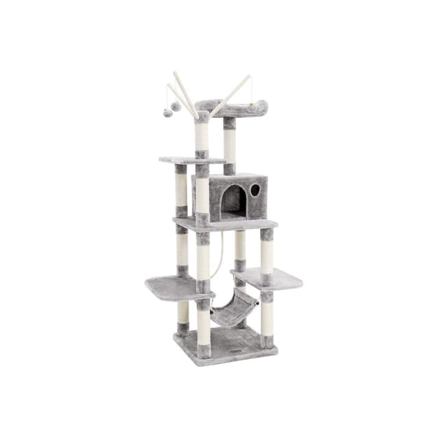 FEANDREA Cat Tree, Cat Condo with Hammock, Perch, Cat Tower, Light Grey PCT86W