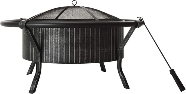 Amazon Basics Round Fire Pit, 39-Inch, Brushed Pewter
