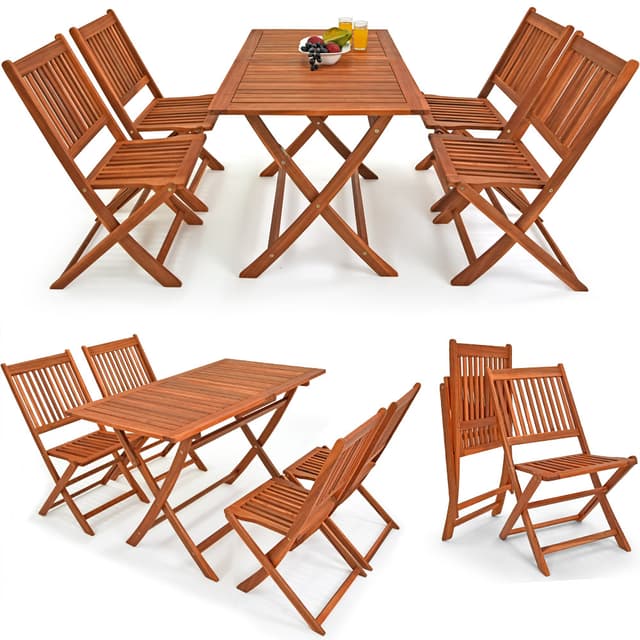 CASARIA Sydney Wooden Garden Dining Table and Chairs Set 4 Seater
