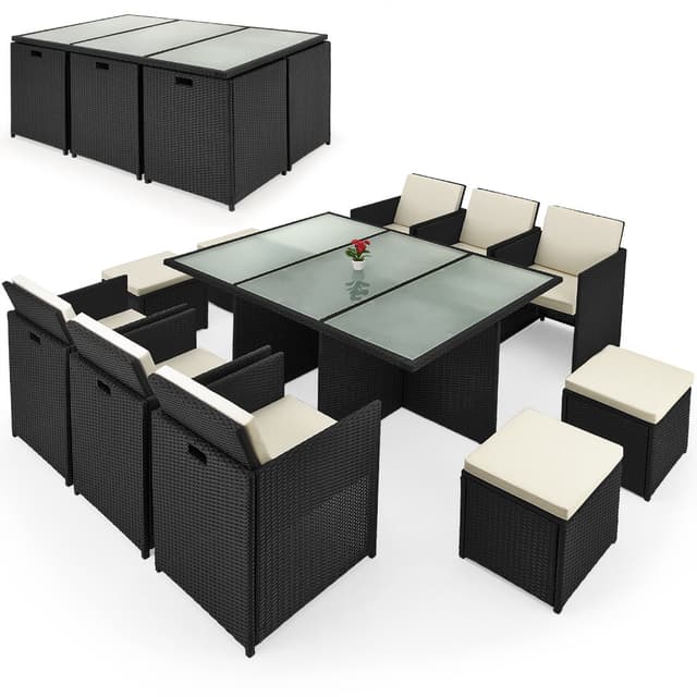 Casaria Poly Rattan 10 Seater Cube Dining Furniture Set Foldable