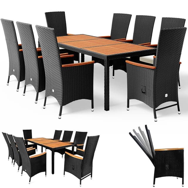 CASARIA Verona Polyrattan 8+1 Seating Group with Acacia Wood Table