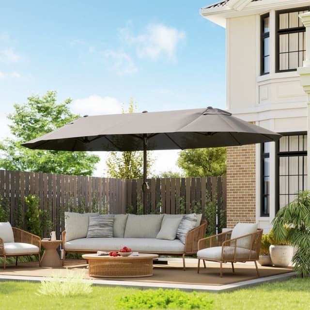 Outsunny 6 Pieces Rattan Garden Furniture Set 8-Seater Corner Sofa