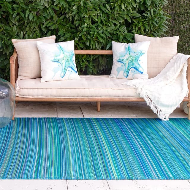 FAB HAB Cancun Outdoor Rug Turquoise & Moss Green 120x180cm