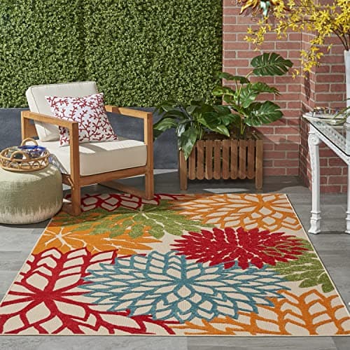 Nourison Aloha Indoor/Outdoor Floral Green Area Rug