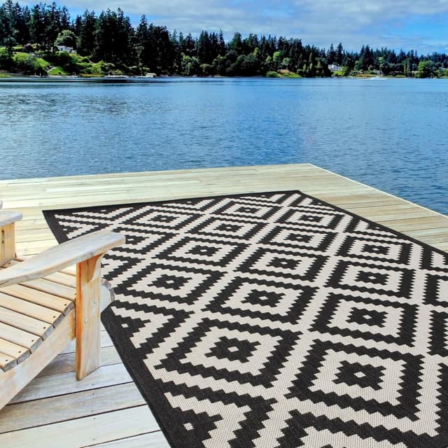 THE RUGS Outdoor Rug Weather & UV Resistant Black 120x170cm