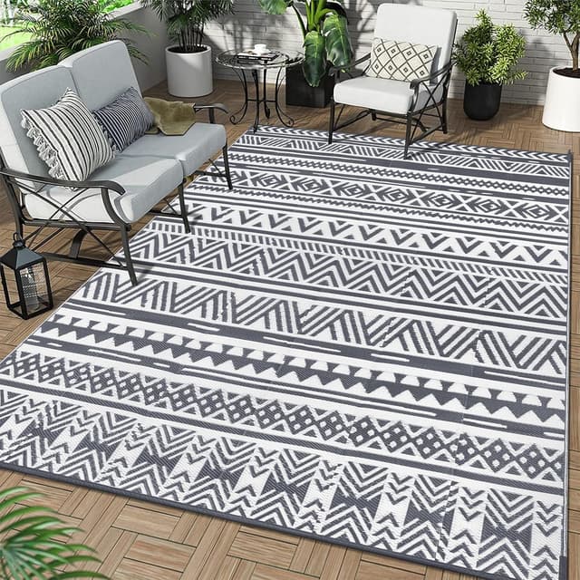 Enyhom Indoor Outdoor Reversible Area Rug 180x270cm Grey