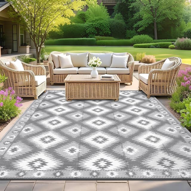 SHACOS Outdoor Rug 180x270cm Waterproof Reversible Black