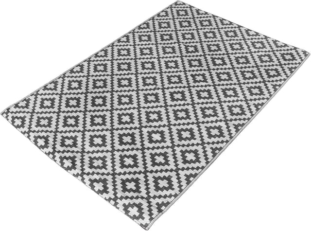 Dreamscene Geometric Outdoor Garden Trellis Rug Grey White 120x170cm
