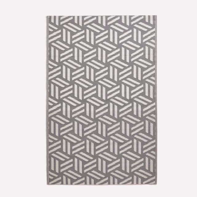 HOMESCAPES May Outdoor Rug White & Green Geometric 120x180cm