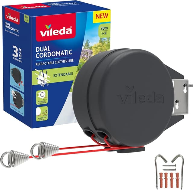 Vileda Dual Cordomatic Retractable Washing Line 30m