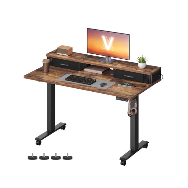 VASAGLE Electric Standing Desk with Drawers 120x60cm