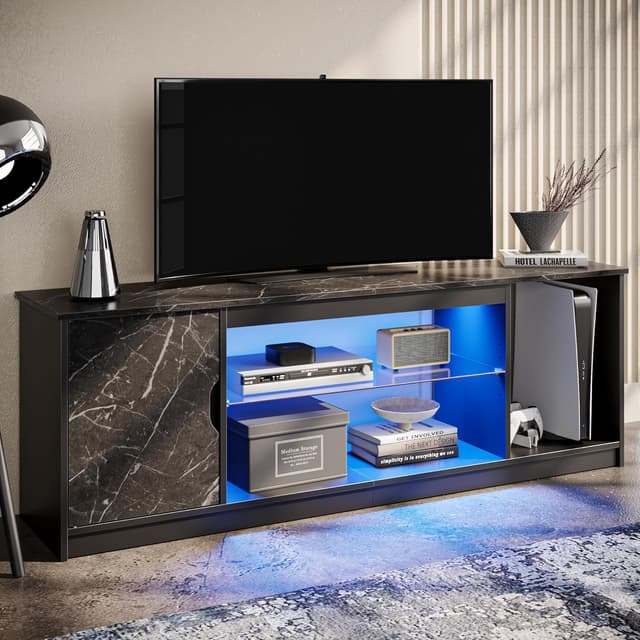 Bestier 145cm LED TV Stand for 65 Inch TVs with Gaming Cabinet