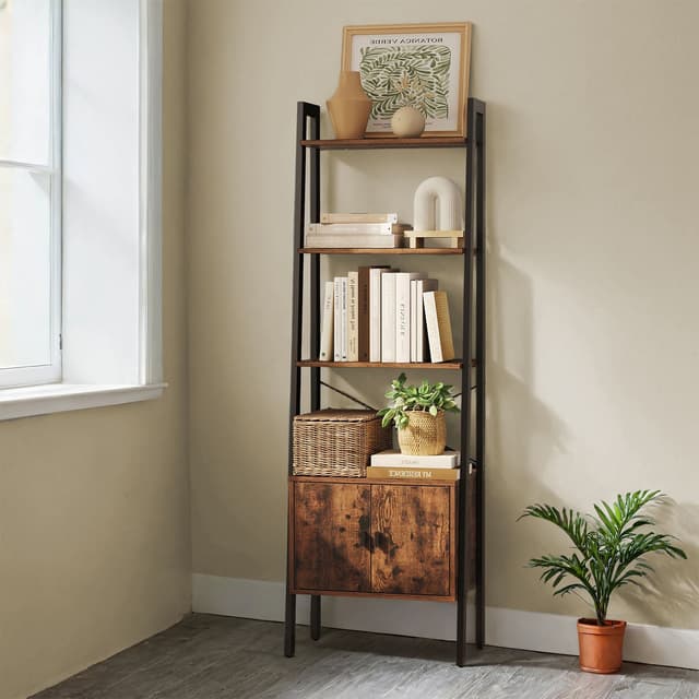 VASAGLE Bookcase with Doors 4 Shelves Steel Structure LBC022B01