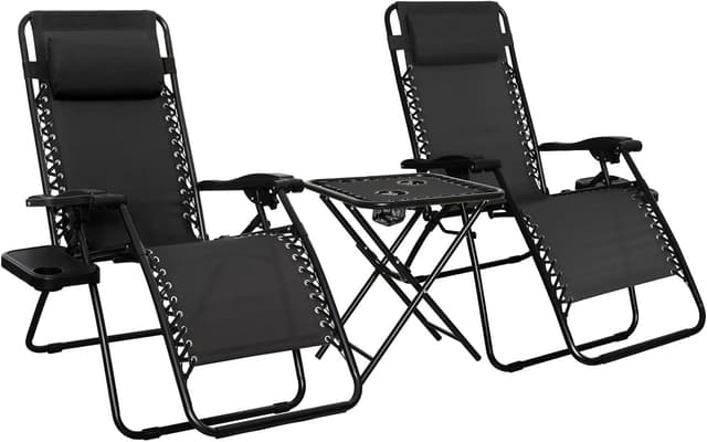 Amazon Basics Zero Gravity Chair with Side Table, Set of 2