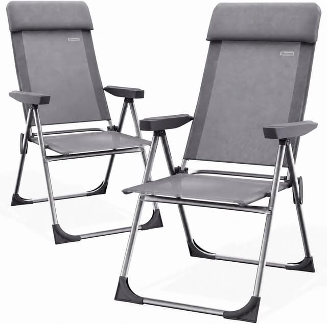 CASARIA 2x Aluminium High Back Folding Garden Chairs