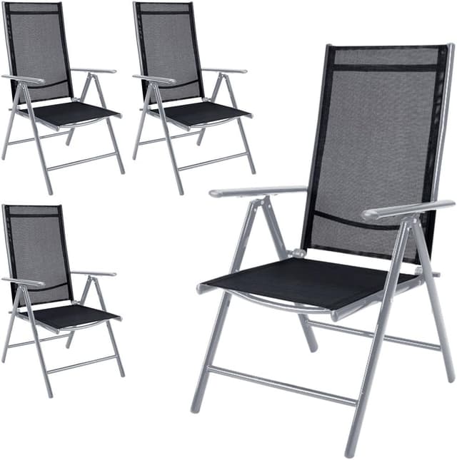 CASARIA 4x Bern Folding Aluminium Garden Chairs