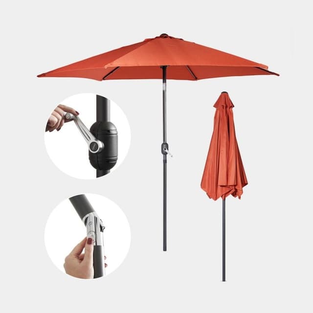 VonHaus 2.7m Garden Parasol with Crank and Tilt