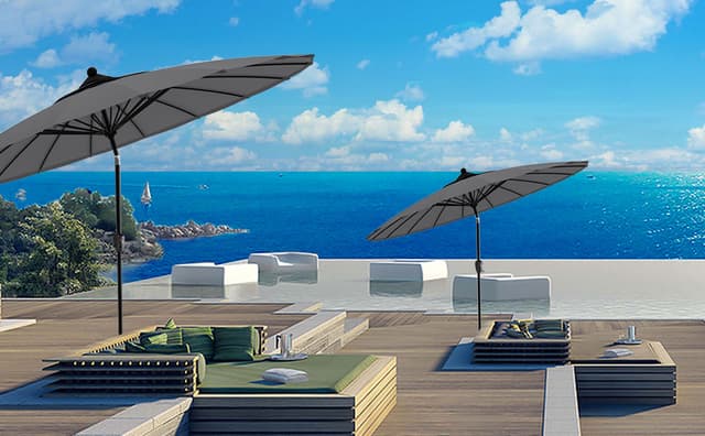 VOUNOT 2.7m Shanghai Garden Parasol with Crank Handle and Cover