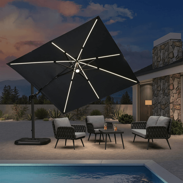Purple Leaf 3x3m Square Garden Cantilever Parasol