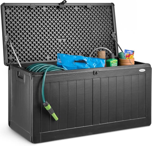 Christow Waterproof Garden Storage Box with Lockable Lid, 190L