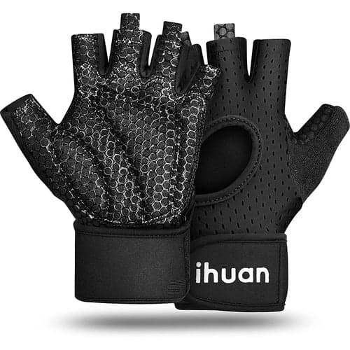 ihuan Breathable Weight Lifting Gloves Fingerless Workout Gym Gloves with Wrist Support