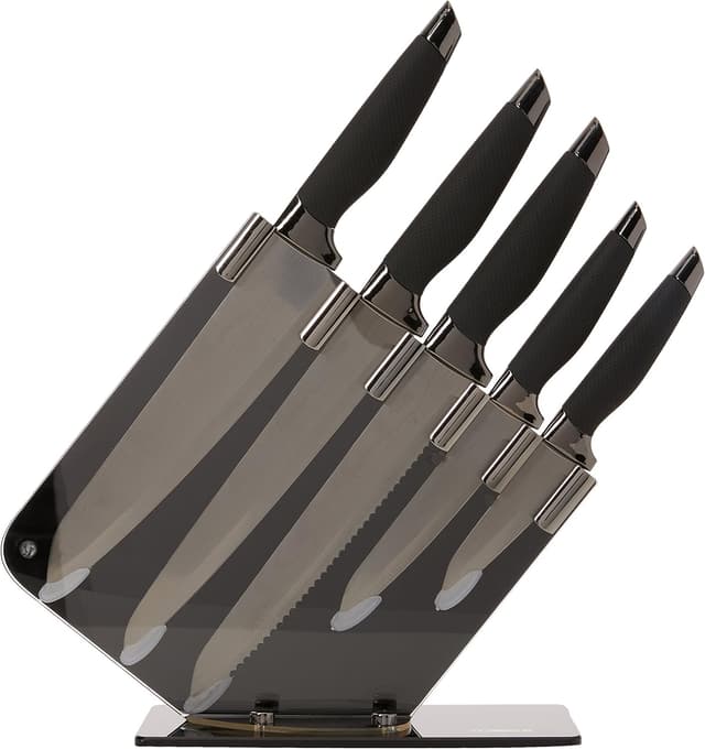 Tower Damascus Effect 5-Piece Knife Set with Acrylic Block T81532MB