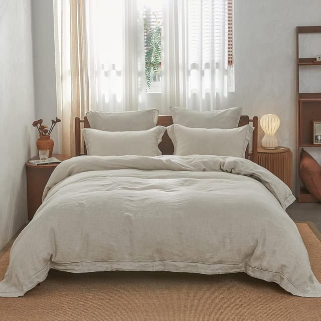 Simple&Opulence Embroidered Washed Linen Super King Set
