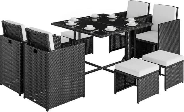 Outsunny 8-Seater Rattan Cube Garden Set (Black)