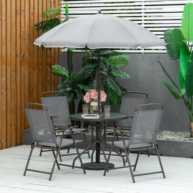 Outsunny 6-Piece Patio Dining Set with Parasol