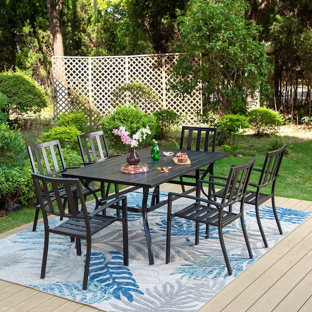 PHI VILLA 7-Piece Metal Garden Dining Set