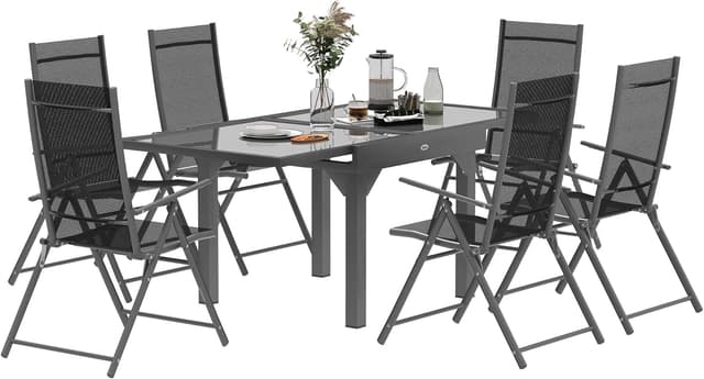 Outsunny 7-Piece Extendable Garden Dining Set