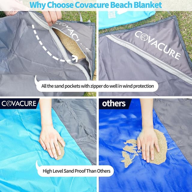 COVACURE Beach Blanket with Zip Pockets