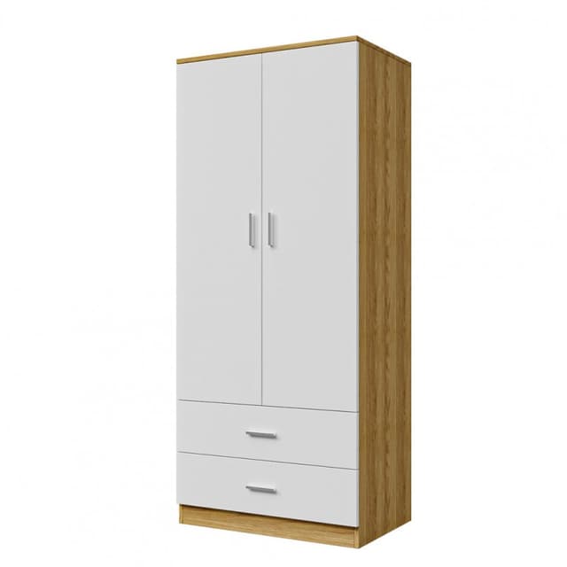 Panana 2 Door Double Wardrobe with 2 Drawers Oak